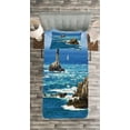 thumbnail image 4 of Ambesonne Ocean Quilted Bedspread Set 2 Pcs, Daytime Wavy Rocky Sea, Twin Size, Blue Grey White, 4 of 4