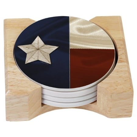 

CounterArt Texas Flag Design Absorbent Coasters in Wooden Holder Set of 4