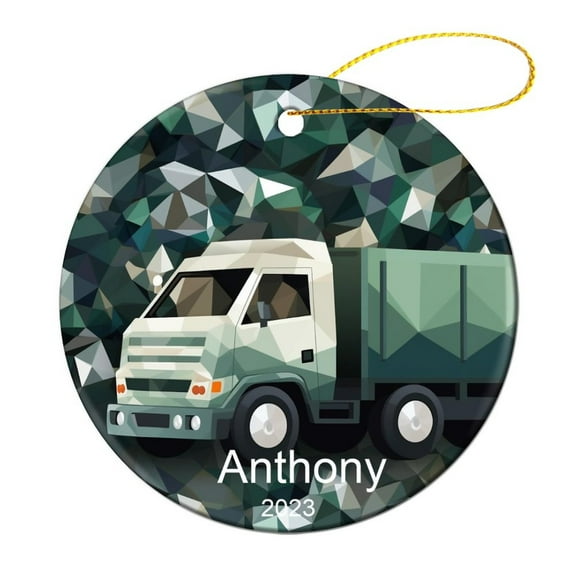 Ceramics Ornaments Kids Cartoon Car Christmas Bauble Abstract Green Truck Ceramic Elegant Hanging Christmas Tree Decorations Gifts Keepsake for Family