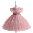 thumbnail image 2 of Ketyyh-chn99 Robes pour Filles Robe Tutu pour Tout-Petites d'Été en Maille Contrastée Robes de Fête Mignonnes Taille pour 6-7 Ans, Rose, 2 of 6