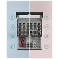 thumbnail image 3 of 12-Slot Watch Box, 2 Layers PU Lockable Watch Case with Glass Lid with 1 Drawer, Black and Gray, 3 of 7