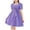 Purple, variant on Afuyipoi Summer Dress for Girls(For 5-16), Round Neck With Bow Puff Sleeves Solid Color Knee-Length Dress For Girls Green 7-8 Years