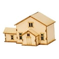 thumbnail image 2 of MERIGLARE 1/60 Wooden Miniature House Unpainted Ornament 3D Accessory Architecture Scene Landscape Building Model for Teens Adults Gift Style E, 2 of 8