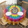 thumbnail image 3 of Yellow Tie Dye Spiral Pattern Round Tablecloth 60"x60",Wrinkle Wipeable Table Cloth for Kitchen Dining Room Picnic Patio Party, 3 of 6