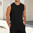 thumbnail image 2 of HappyYEE Men's Athletic Tank Tops, Casual Round Neck Sleeveless T-Shirt, Plus Size Summer Quick Dry Gym Fitness Tanks Black L, 2 of 8
