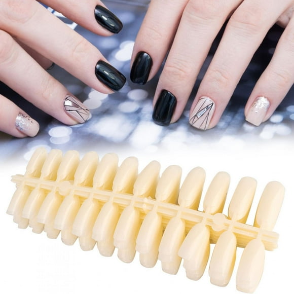 Wchiuoe 500pcs Fake Nail Tips Coffin Nails Tips Long Full Cover Acrylic False Nails Natural Artificial Nails Black Pre-glued False Nails Full Nail Cover Nail Art Decoration Nail Art Accessories