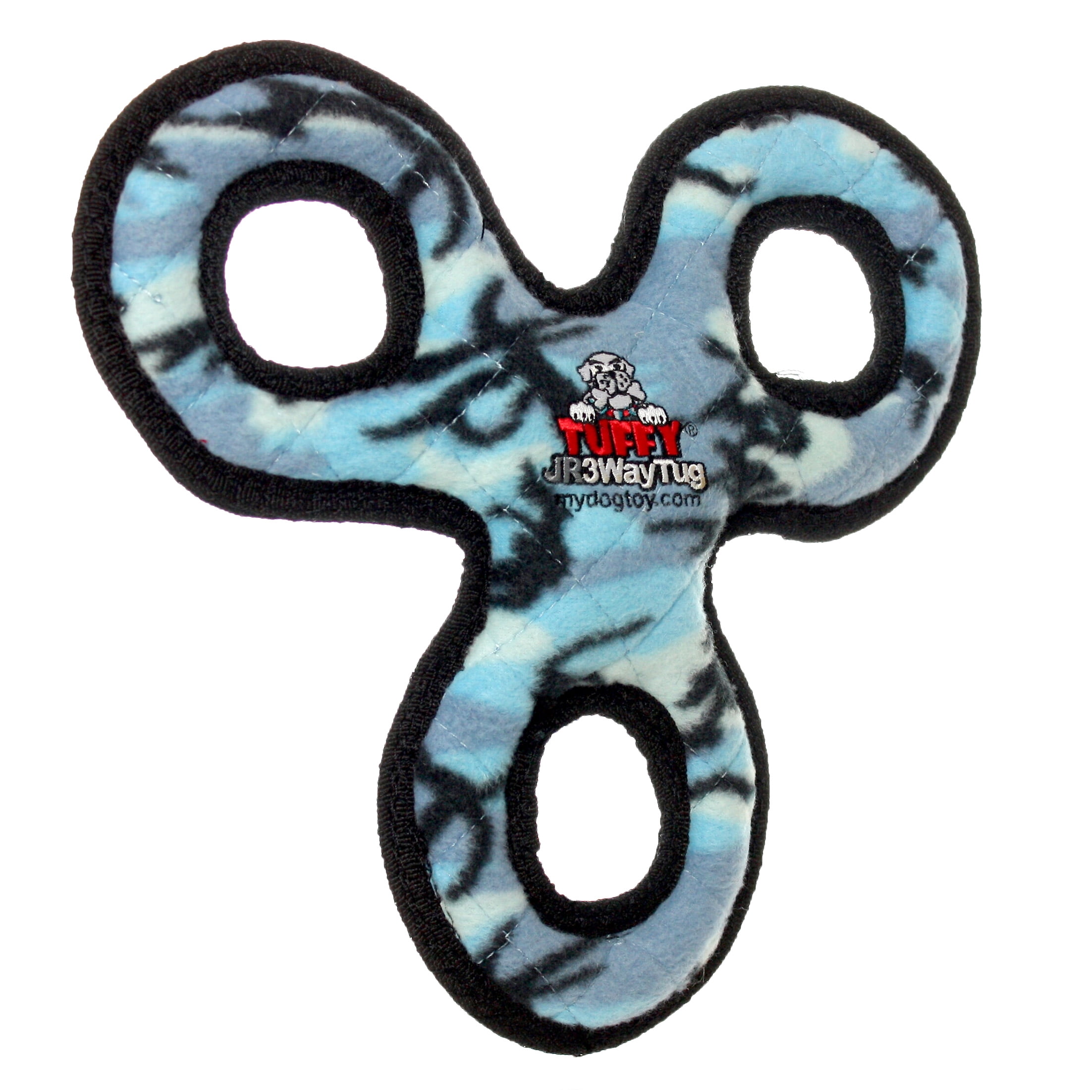 Tuffy Junior 3WayTug Camo Blue Durable Plush Dog Toy