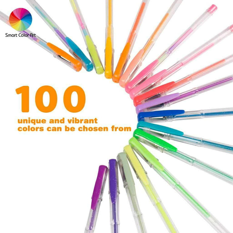 200 Pack Set 100 Colored Gel Pen with 100 Refills Coloring Books