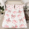 thumbnail image 2 of Homewish Retro Bow Ribbon Bed Sheets,Geometric Polka Dot King Sheets,Pink Gray Sheet Set For Chgirls Kids,Super Cozy Room Decor,4 Pieces, 2 of 7