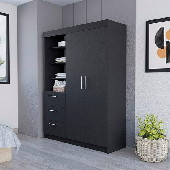 We Have Furniture Armoire Rumanu, Three Drawers, Black Wengue Finish