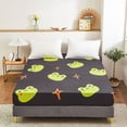 thumbnail image 2 of Move Over Cartoon Single Fitted Sheet Queen, Green Frog Sheet Only, Frog Pattern, Microfiber Deep Pocket Fitted up to 16", 2 of 9
