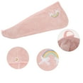 thumbnail image 3 of 1 Pc Women Soft Rainbow Pattern Hair Towel for Bathroom Vacation Travel Pink Coral Velvet, 3 of 3