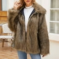 thumbnail image 5 of Women's Cropped Faux Fur Jacket Loose Lapel Long Sleeve Warm Winter Coats Shaggy Furry Outerwear with Pockets, 5 of 7