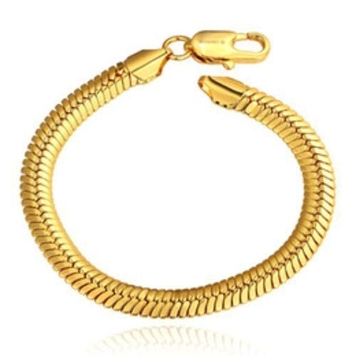 18kt Gold Filled High Polish Finsh Flat Snake Anklet Bracelet