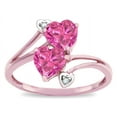 thumbnail image 3 of Star K � 6mm Simulated Pink Tourmaline Two Double Hearts Bypass Promise Ring, 3 of 9