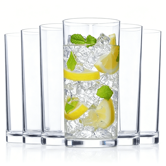 ACDANC Classic Clear Plastic Reusable Drinking Glasses (Set of 6) 16Oz Water Cups | Bpa-Free Tumblers | Top-Rack Dishwasher Safe