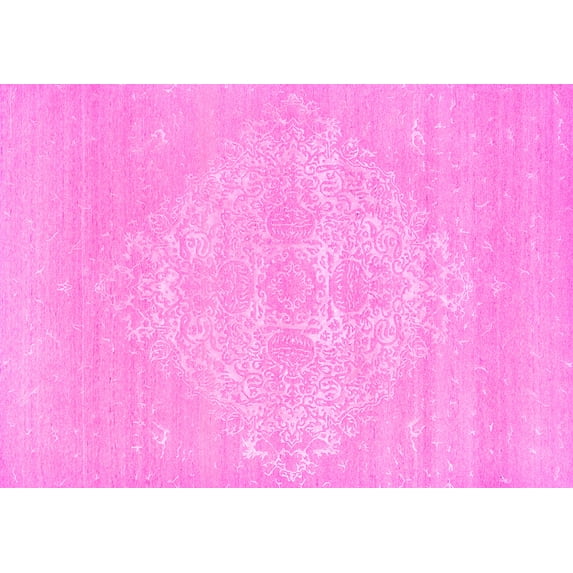 Ahgly Company Indoor Rectangle Oriental Pink Industrial Area Rugs, 7' x 9'