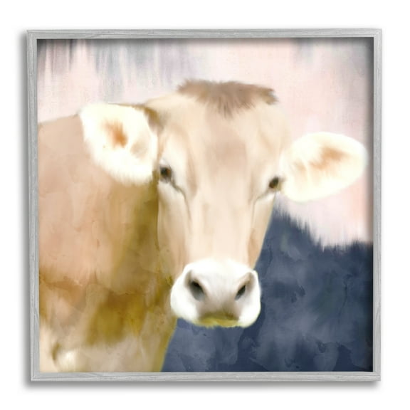 Stupell Industries Country Cow Cattle Closeup Painterly Landscape Paintings Gray Framed Art Print Wall Art, 17x17, by Kim Allen