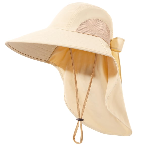 Minzimin Womens Sun Hat UV Protection, Foldable Waterproof Wide Brim Bucket Hats with Neck Flap for Summer Beach Fishing Hiking