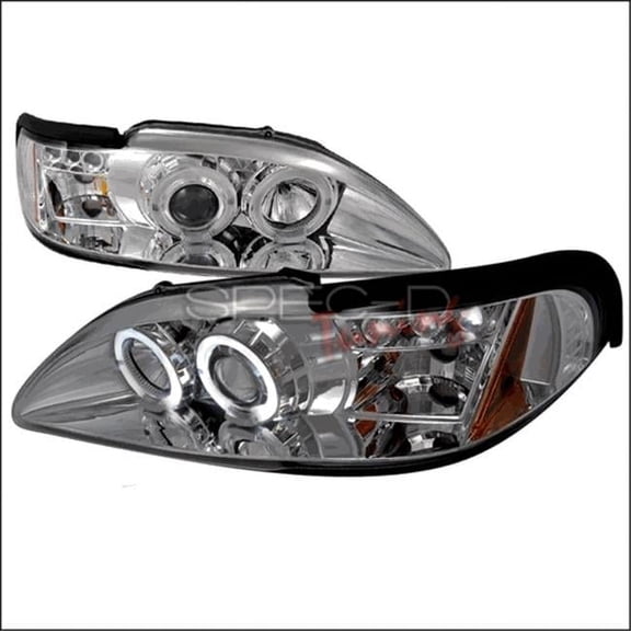 Spec-D Tuning  Halo LED Projector Headlights for 94 to 98 Ford Mustang- Chrome - 10 x 20 x 25 in.