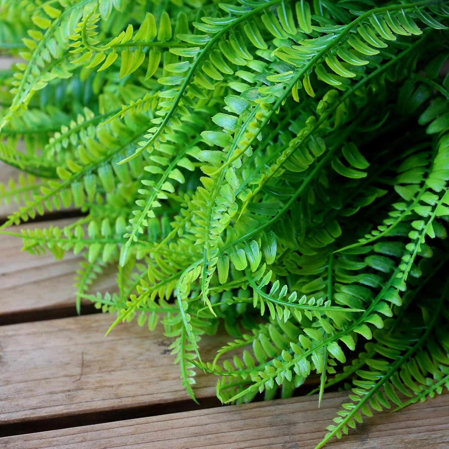 18Pcs Artificial Plants Outdoors UV Resistant Fake Boston Fern Bushes Plastic Faux Plants Shrubs Greenery Plants for Indoor Outside Porch Planter Patio Window Box Garden Decor
