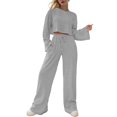 thumbnail image 1 of Ensemble Assorti Deux Pièces pour Femmes Col Rond Ourlet Fendu Tee et Pantalon Survêtement, 1 of 5