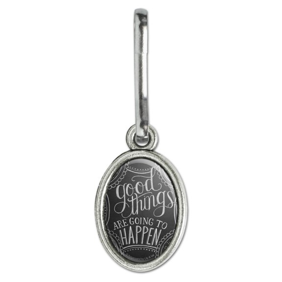 Good Things are Going to Happen Antiqued Oval Charm Clothes Purse Suitcase Backpack Zipper Pull Aid