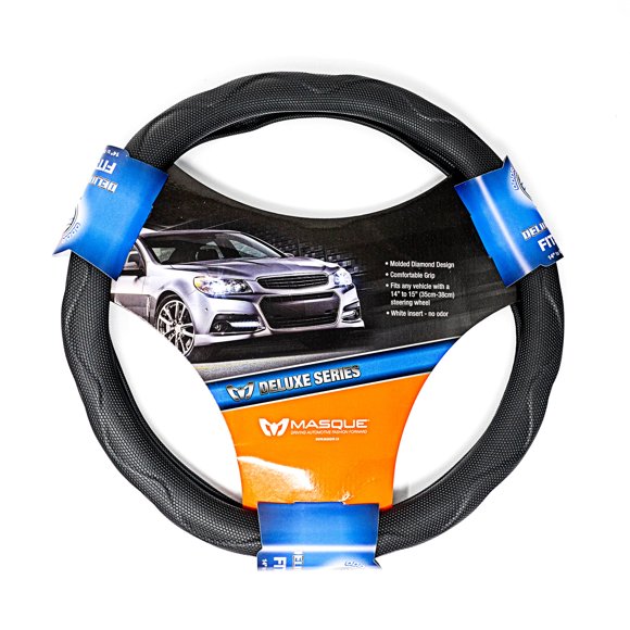 Alpena Housse de Volant en Forme de Diamant Noir – Convient aux Volants de Voiture de 14 Pouces à 15 Pouces, Poignée Antidérapante, Confort au Toucher Doux, Ajustement Universel pour Voitures et SUV