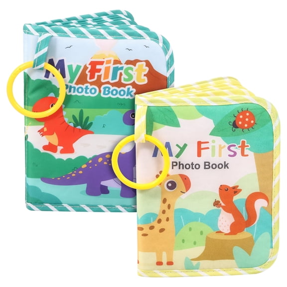 Hvxrjkn 2Pcs Baby Photo Album Soft Cloth My First Photo Book Holds 17 6.3x4.5in Pictures for Newborn Toddler Baby Shower