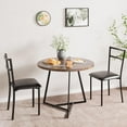 thumbnail image 4 of Litake Dining Table Set for 2, Kitchen Table and Chairs for 2 with Upholstered Chairs, 3 Piece Dining Room Table Set, Round Kitchen Table Set for Small Space, Apartment, Studio, Rustic Brown, 4 of 9