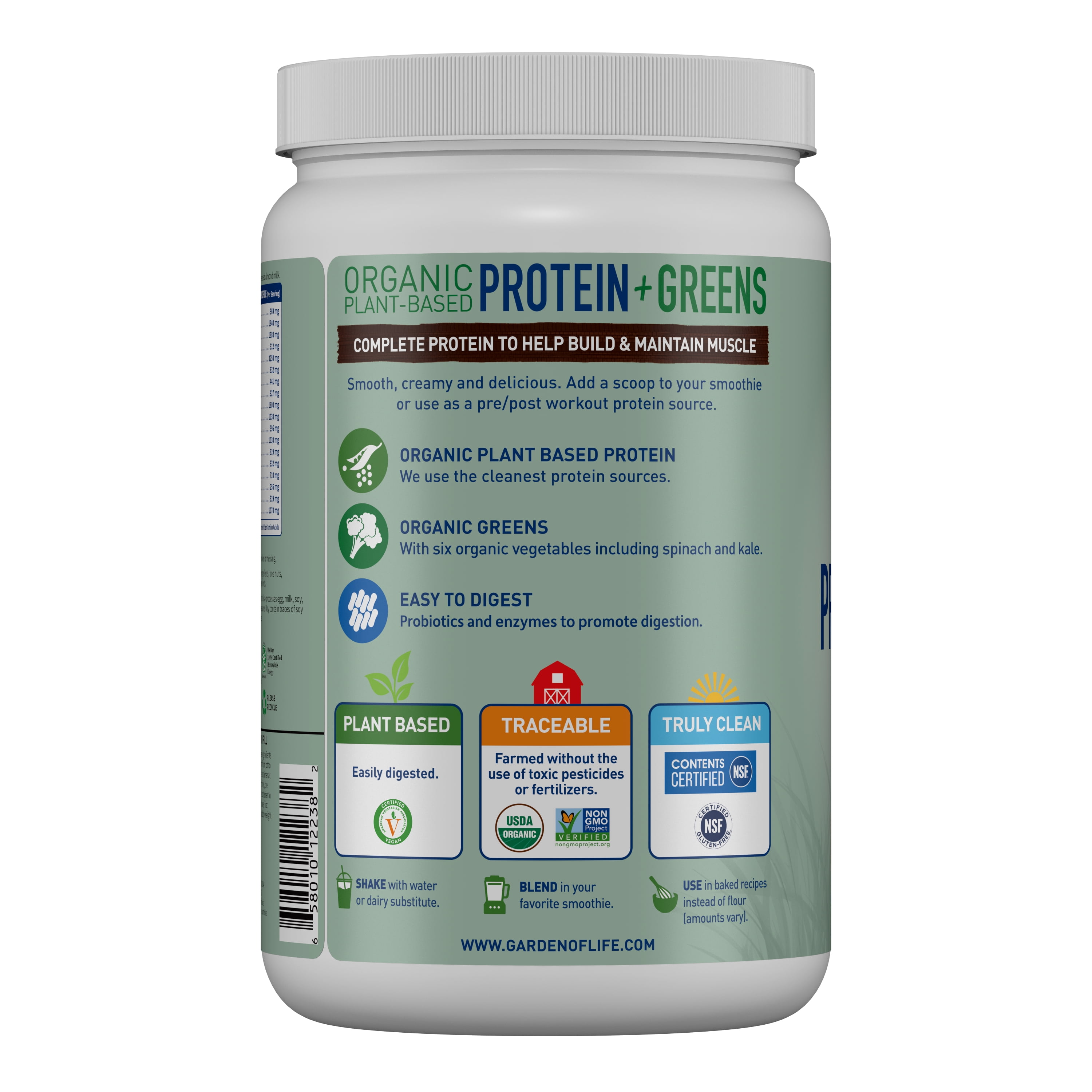 Garden of Life Organic Protein & Greens Protein Powder 20g Protein - Chocolate 18 Servings