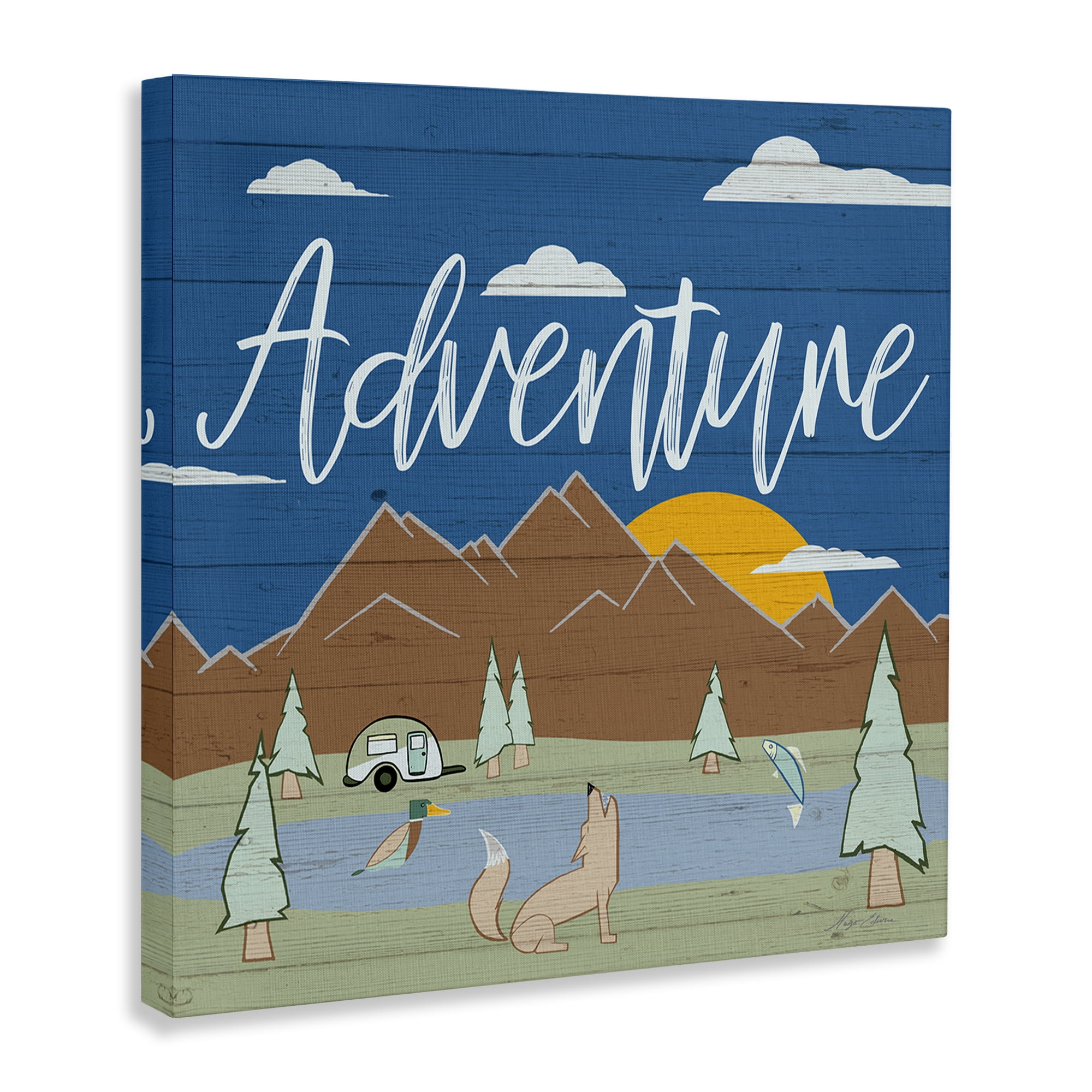Stupell Industries Rustic Adventure Landscape Landscape & Nature Painting Wrapped Canvas Art Print Wall Art, 30 x 30