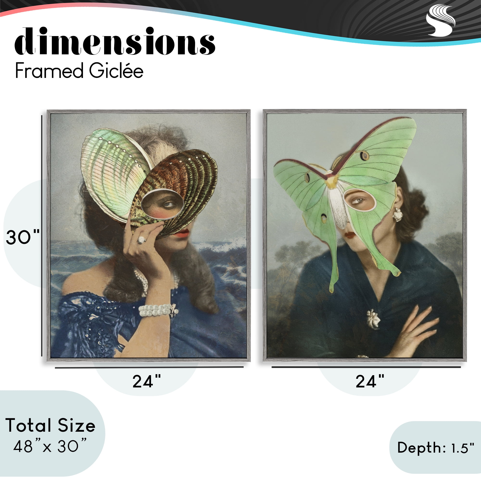 Stupell Industries Naturalist Women Portraits 2 Piece Gray Framed Giclee Art Set, design by Victoria Barnes