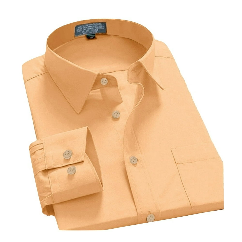 Basic Shirts Men's Long Sleeve Regular Fit Point Collar Dress Shirt