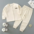 thumbnail image 2 of Favoffer Fall Baby's Cotton 2-Piece Set Cardigan Pants Thermal Base Layer Boy Girl Clothes Body suits Gentle for Travel Daily Outdoor Sleep Infant 0-3Y, 2 of 3
