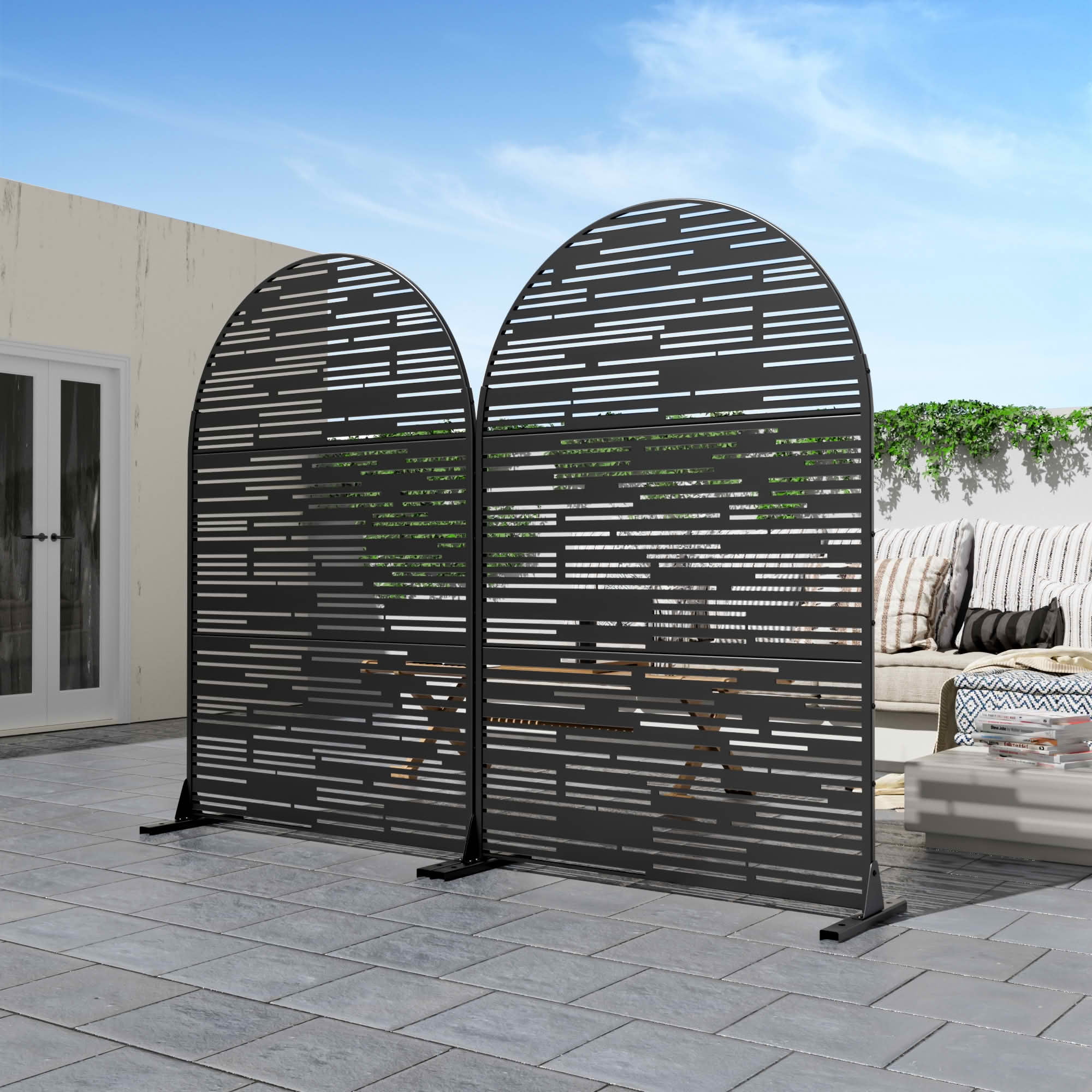 MAYEERTY 72x47 Black Outdoor Natural Privacy Panel Screen, 3 Piece Set Natural Folding Divider for Backyard and Garden