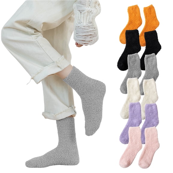 6 Pairs Breathable Thermal Fleece Socks for Women Men Comfortable Cozy Sleep Winter Warm Ankle Socks