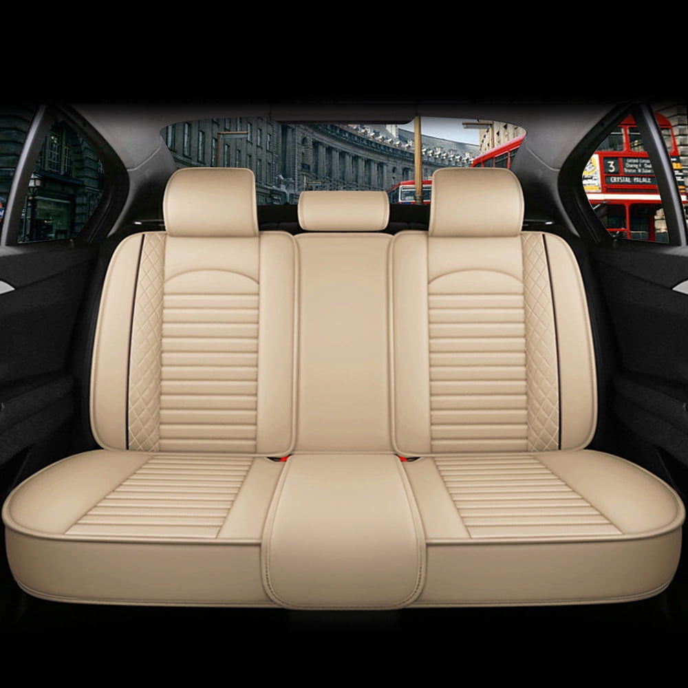 Aotiyer Full Set Car Seat Covers, Crown PU Leather Car Seat Cover Full Surround, Durable Comfortable Automotive Vehicle Cushion Cover Fit for Most 5 Seats Cars/SUV/Truck/Vans
