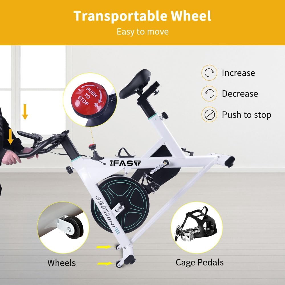 Stationary Bikes for Home Indoor, Exercise Bike with LCD Monitor and Comfortable Seat Cushion for Home Gym Cardio Fitness Training