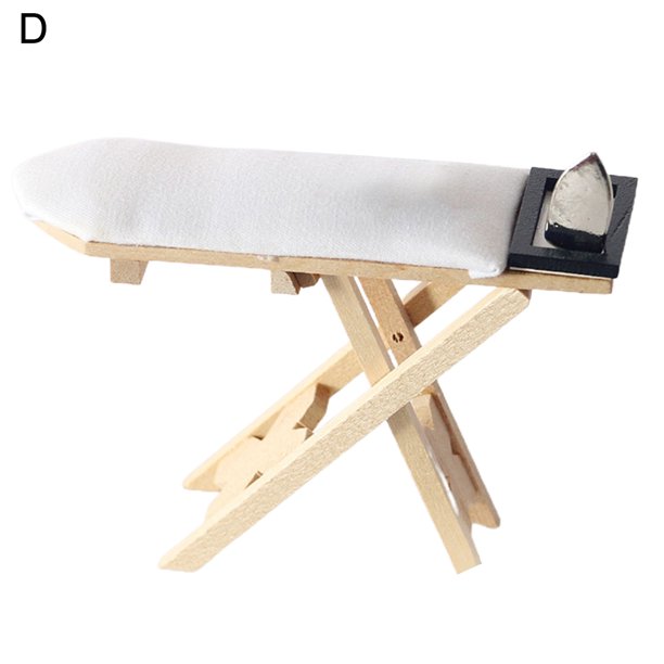 Realyc Mini Ironing Board Realistic Wearresistance Trendy Mini Dollhouse Ironing Furniture for