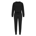 thumbnail image 3 of Usmixi 2 Piece Outfits for Women Womens Elastic Waist Drawstring Jogger Pant Lounge Set Long Sleeve Pullover Tops 2 Piece Outfits Set Casual Solid Sports Sweatsuits Set with Pocket Holiday Deals, 3 of 5