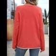 thumbnail image 4 of Suéteres de Otoño 2025 para Mujer, Informales, de Cuello Redondo, con Contraste, de Larga, de Punto, Tops Tipo Jersey Rojo M, 4 of 10
