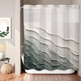 thumbnail image 1 of No Hook Shower Curtain, Grey Coastal Waves Shower Curtains for Bathroom with See Through Top Window, Abstract Summer Ocean Vintage Modern Art Waterproof & Washable Bath Curtain 66"x72", 1 of 5