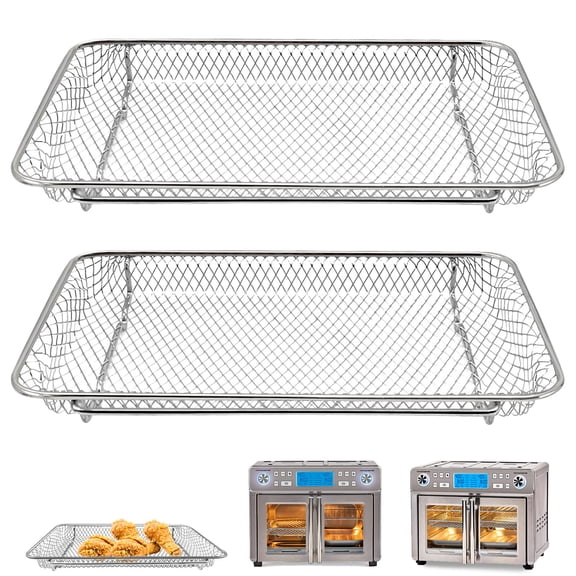 GCQ 2 Pack Air Fryer Basket Replacement for Dual Zone 360 Air Fryer Oven 25 QT Air Fryer Convection Toaster Oven 11.6"x 6.9" Non-stick Mesh Air Fryer Steel Accessories Parts Dishwasher Safe