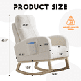 thumbnail image 5 of Modern Rocking Chair, Upholstered Nursery Glider with Solid Wood Legs, High Back Armchair for Living Room, Nursery, Bedroom, 300lbs Capacity, Side Pocket, White,Teddy, 5 of 8