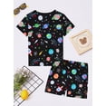 thumbnail image 5 of QEFJNO 3-12Y Kids Boys Pajamas Set 2 PCS Short Sleeve Top and Shorts Pants for Toddler Boys Planet Rocket Pjs Summer, 5 of 14