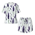 thumbnail image 4 of Kdxio Lavender Flowers Print Pajamas Sets for Women Short-Sleeved Pjs with Lounge Shorts Two Piece Sleepwear S-4XL, 4 of 9