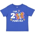 thumbnail image 3 of Inktastic I Am 2 Years Old Cute Smiling Butterfly with Flowers Girls Toddler T-Shirt, 3 of 5