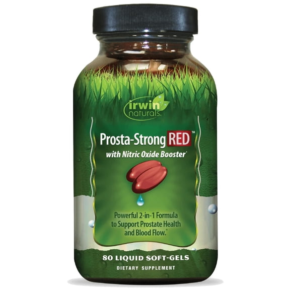 Irwin Naturals Prosta-Strong RED with Nitric Oxide Boosters - Prostate Health Support - Saw Palmetto, Lycopene, Pumpkin Seed & More - 80 Liquid Softgels