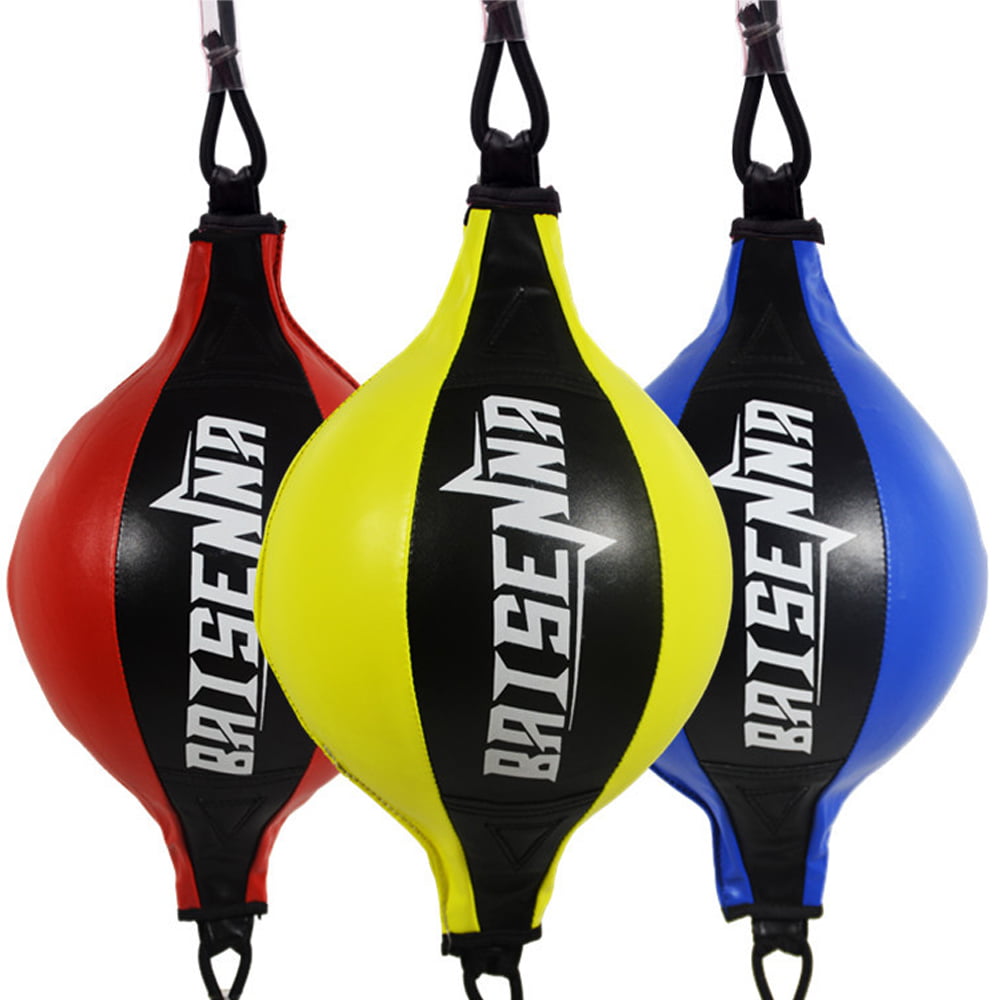 PU Leather Speed Boxing Bag Double End Speedball Faux Leather Punching Ball with Pump and Hook for Adults Punching Ball for Daily Reaction Training MMA Boxing Ceiling Punching Bag Training 